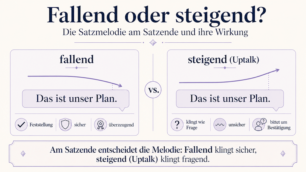 Vergleich fallender und steigender Satzmelodie am Satzende und ihrer Wirkung