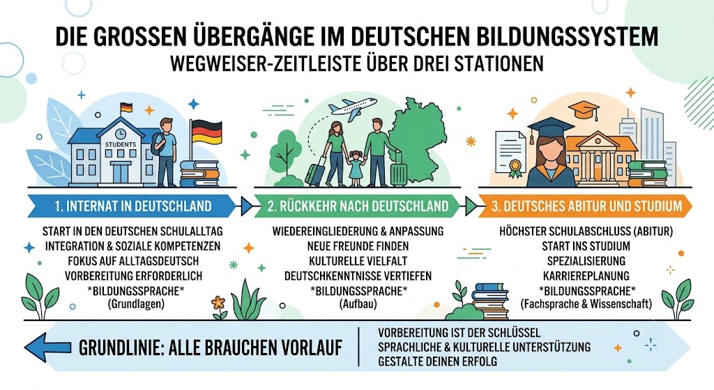 Grafik der verdeckten Sprachlücke: flüssiges Sprechen sichtbar, fehlende Bildungssprache verborgen, sichtbar erst am Übergang
