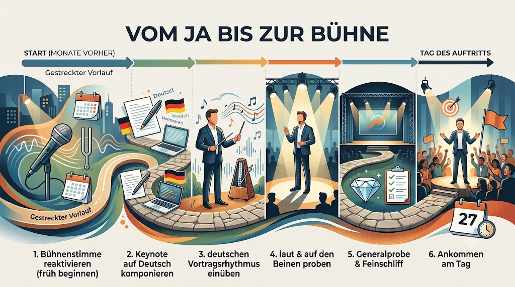 Person probt eine Keynote laut im Stehen — Reaktivierung der Bühnenstimme