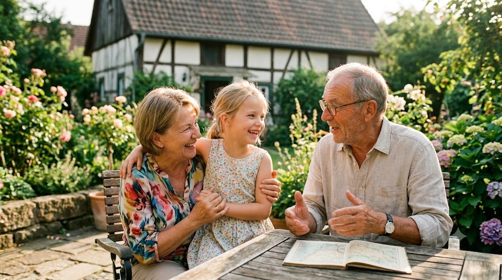 Kind blüht im deutschsprachigen Umfeld bei den Großeltern auf — Reaktivierung der ruhenden Sprache