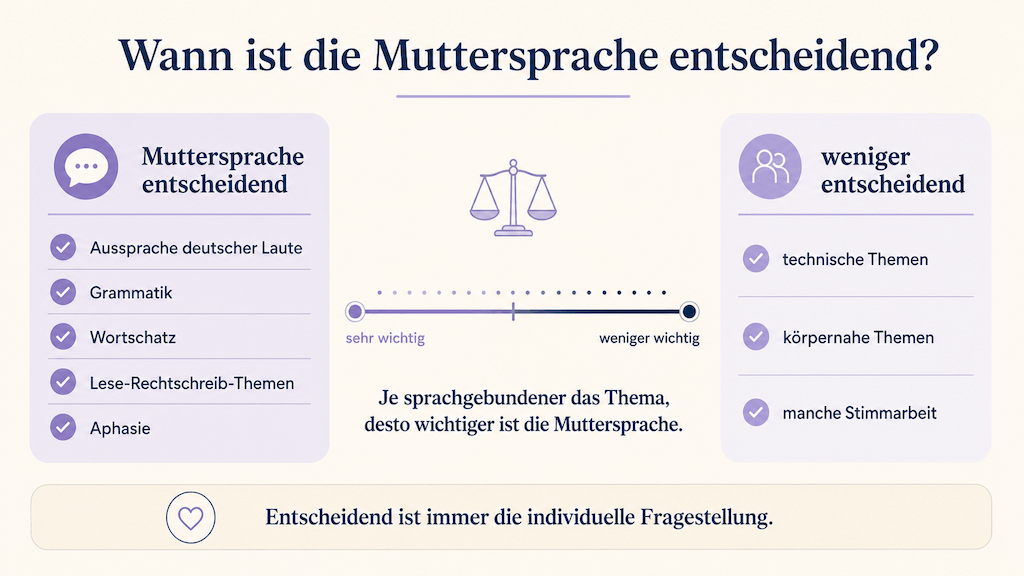 Grafik: Bei sprachgebundenen Themen ist die Muttersprache entscheidend, bei technischen weniger (KI-generiert) (KI-generiert)
