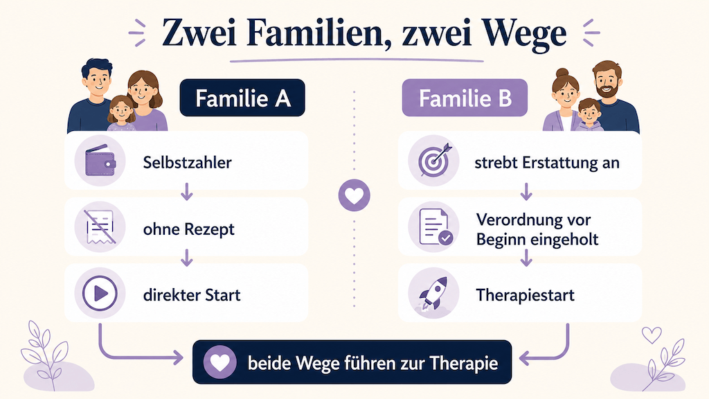 Zwei Wege im Vergleich: Selbstzahler ohne Rezept und Erstattung mit Verordnung vor Therapiebeginn (KI-generiert) (KI-generiert)