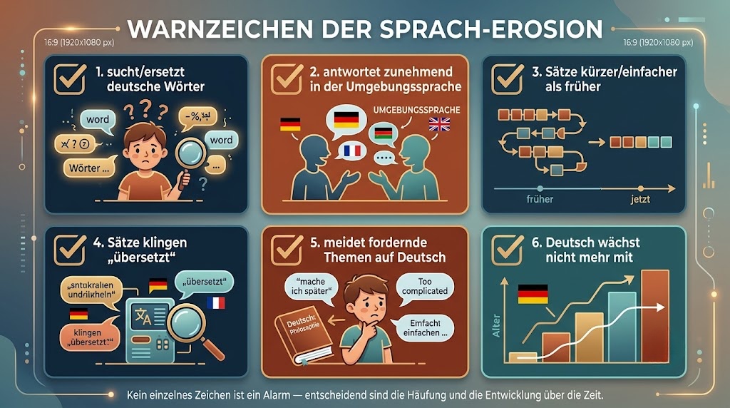 Checkliste der Warnzeichen für Sprach-Erosion bei Kindern im Ausland